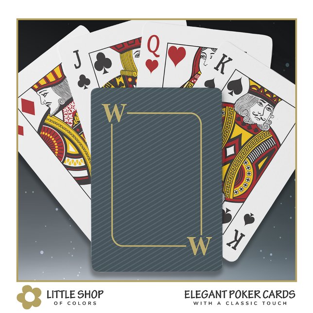 Elegant Black Gold Pinstripe Monogrammed Playing Cards (Creator Uploaded)