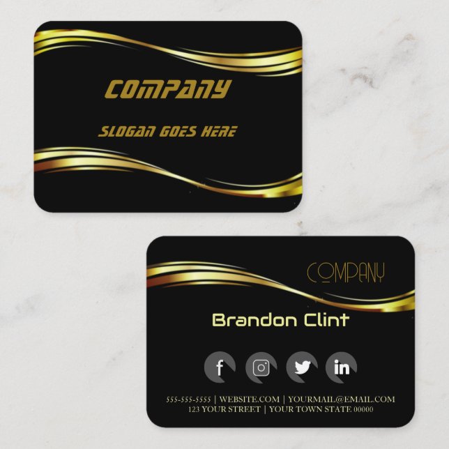 Elegant black gold professional  business card (Front/Back)