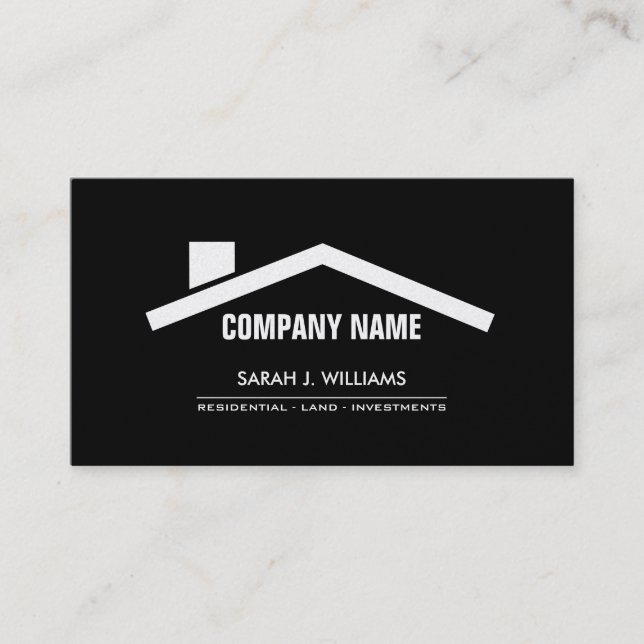 Elegant Black & Gold Professional Real Estate Business Card (Front)