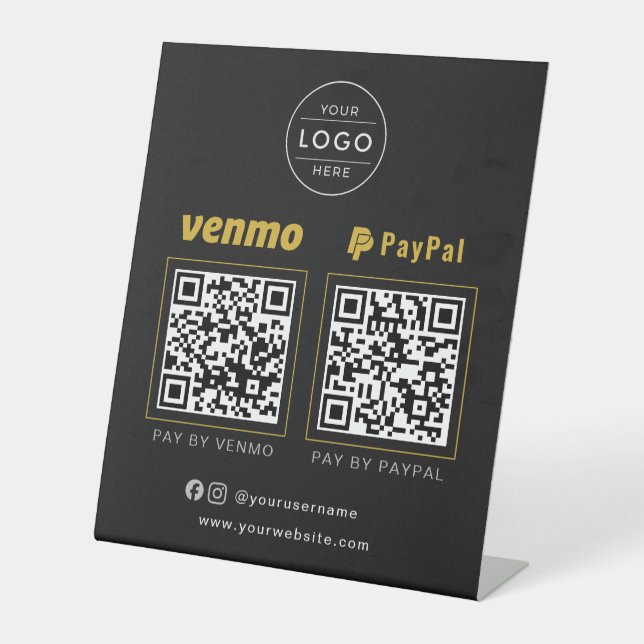 Elegant Black Gold QR Code Luxury Business Sign (Front)