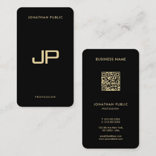 Elegant Black & Gold QR Code Luxury Premium Pearl Business Card