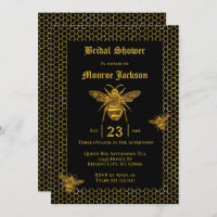 Elegant Black Gold Queen Bee Beehive Bridal Shower