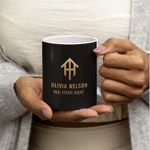 Elegant Black & Gold Realtor Broker Business Logo Coffee Mug