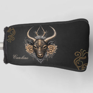 Elegant black gold reindeerhaed  golf head cover