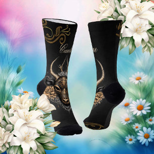 Elegant black gold reindeerhaed  socks