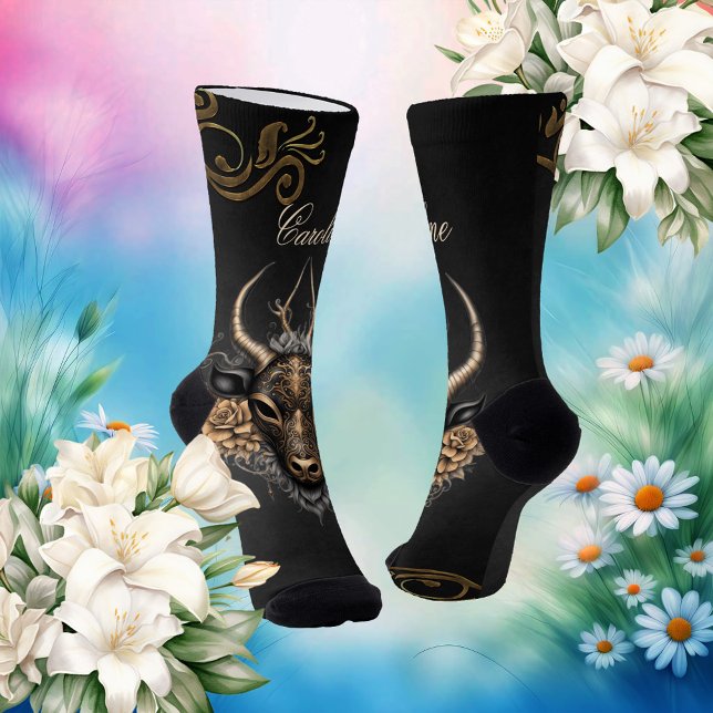 Elegant black gold reindeerhaed  socks (Reindeer)