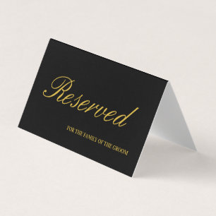 Elegant Black & Gold Reserved Wedding Table Card