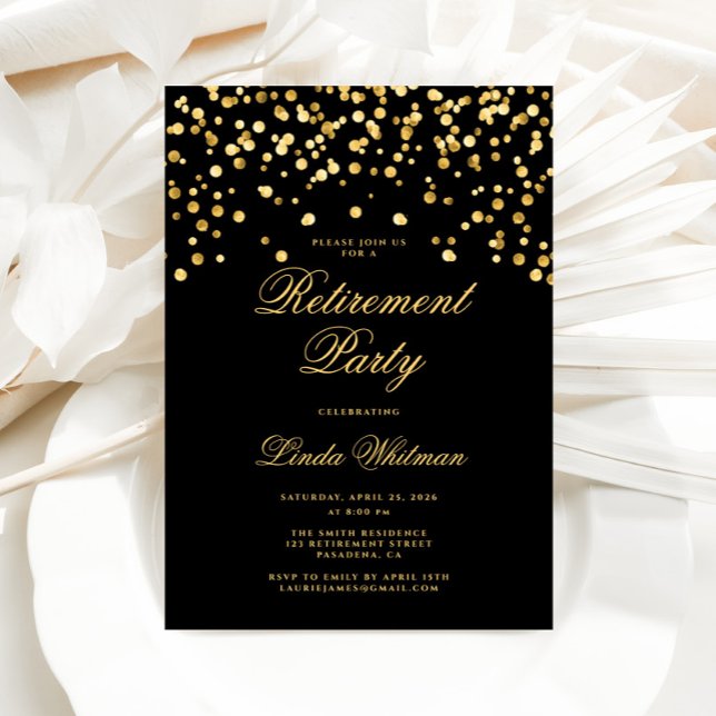 Elegant Black & Gold Retirement Party Invitation (Creator Uploaded)