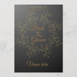 Elegant Black & Gold Royal Wedding Invite