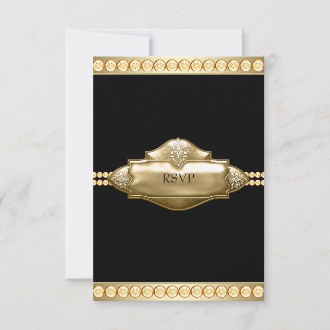 Elegant Black Gold RSVP (Front)