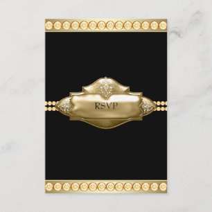 Elegant Black Gold RSVP Card