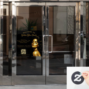 Elegant Black & Gold Salon Custom Business  Window Cling
