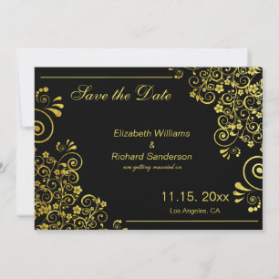 Elegant Black  Gold Save the Date  Wedding