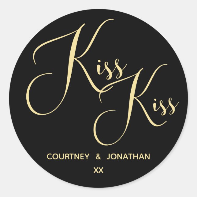 Elegant Black Gold Saying with Customisable Name Classic Round Sticker (Front)