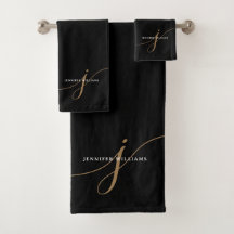 Elegant Black Gold Script Monogram Typography