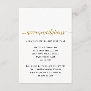 Elegant Black Gold Script Wedding Accommodations Enclosure Card