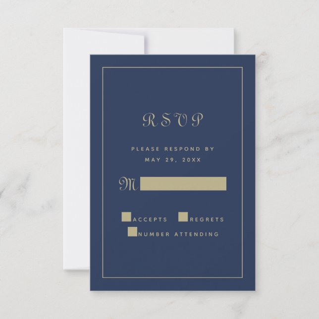 Elegant Black Gold Script Wedding Chic Enclosure RSVP Card (Front)