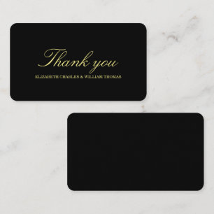 Elegant Black & Gold Script Wedding Thank You Card