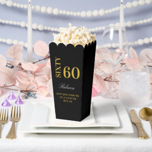 Elegant Black & Gold Sixty 60th Birthday Party  Favour Box