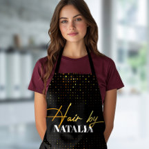 Elegant Black & Gold Sparkle Hair Stylist Apron