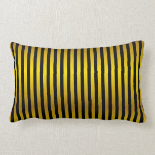 Elegant Black Gold Stripe Pattern Lumbar Cushion