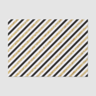 Elegant black gold stripe pattern party wine box tissue paper