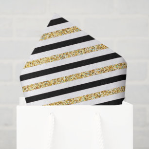 Elegant black gold stripe pattern party wine box tissue paper