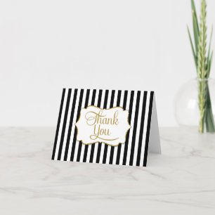 Elegant Black Gold Stripe Thank You Card