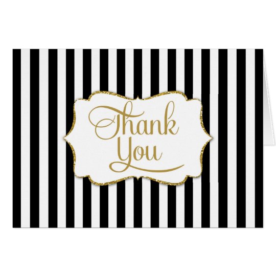 Elegant Black Gold Stripe Thank You Card