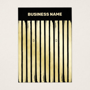 Elegant black gold striped earrings display card