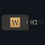 Elegant Black Gold Stylish Monogram Script Travel Luggage Tag<br><div class="desc">Elegant Black Gold Stylish Monogram Script Travel Luggage Tag. Features a luxury black and gold background.</div>