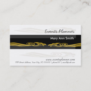 Elegant Black Gold Sumptuous  Events Planning Business Card