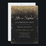 Elegant Black Gold Surprise 60th Birthday Party Invitation<br><div class="desc">This elegant design features a black background,  gold glitter,  and custom script lettering. What a beautiful way to invite your guests to this special occasion.</div>