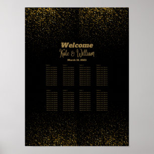 Elegant Black & Gold Table Seating Arrangement Poster