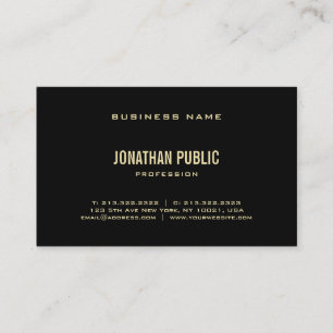 Elegant Black Gold Text Font Modern Plain Luxury Business Card