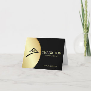 Elegant Black & Gold Thank You Card
