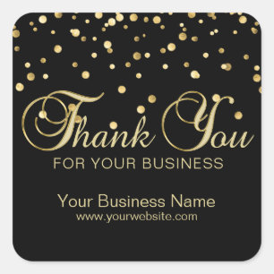 Elegant Black Gold Thank You For Your Business Square Sticker
