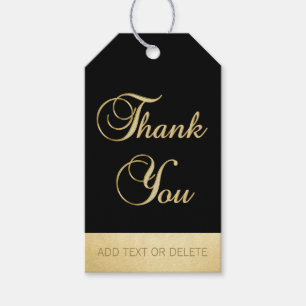 Elegant Black Gold THANK YOU gift favour Tags