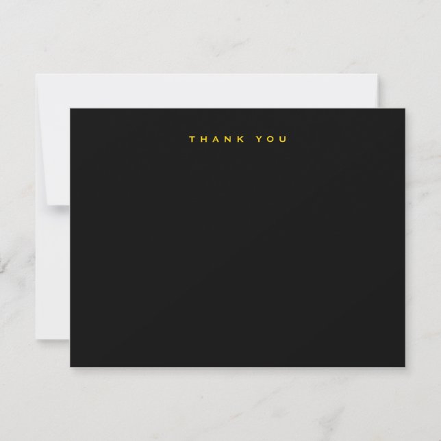 Elegant Black Gold Thank You Note Card (Front)
