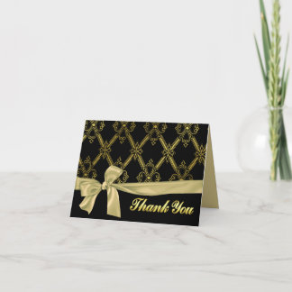 Elegant Black & Gold Thank You Note Card