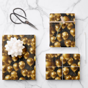 Elegant black gold tiled pattern wrapping paper sheet