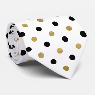 elegant black gold tiled polka dot pattern tie