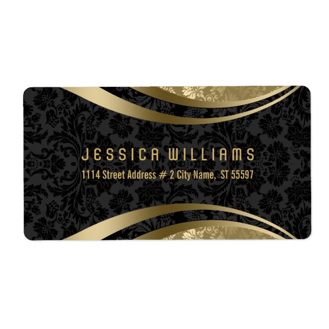 Elegant Black & Gold Tones Vintage Floral Damasks (Front)