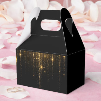 Elegant Black & Gold Treat Boxes for Weddings, Ann