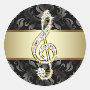 Elegant Black Gold Treble Clef Stickers