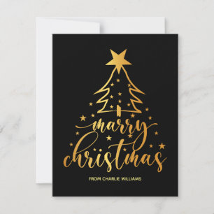 Elegant Black Gold Typography Christmas Card
