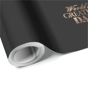 Elegant Black Gold Typography World's Greatest Dad Wrapping Paper