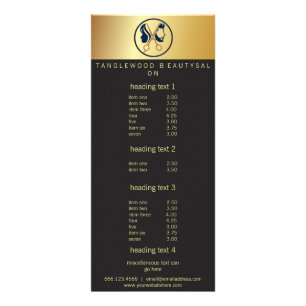 Elegant Black & Gold Unisex Hair Salon Rack Card