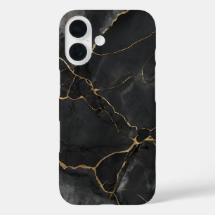 Elegant Black Gold Veins Marble Phone Case