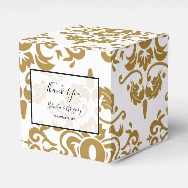 Elegant Black Gold Vintage Wedding Favour Box (Front Side)